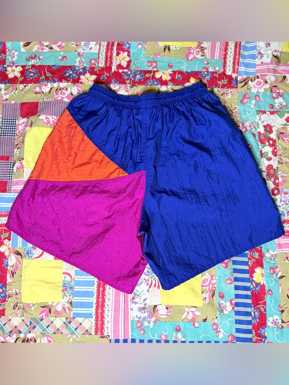 EUC Vintage 90s Umbro Soccer Shorts in Blue, Orange, Magenta - Size Medium - Picture 3 of 12